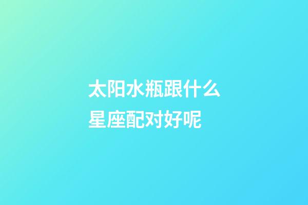 太阳水瓶跟什么星座配对好呢-第1张-星座运势-玄机派