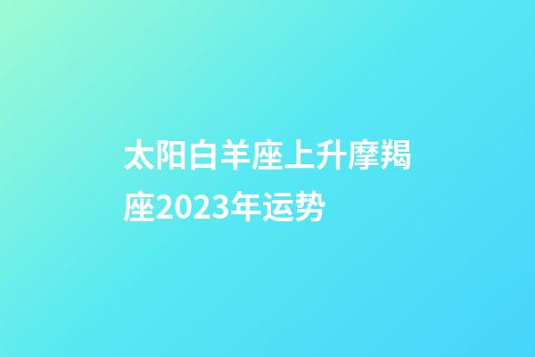 太阳白羊座上升摩羯座2023年运势-第1张-星座运势-玄机派