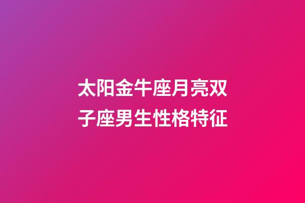 太阳金牛座月亮双子座男生性格特征-第1张-星座运势-玄机派