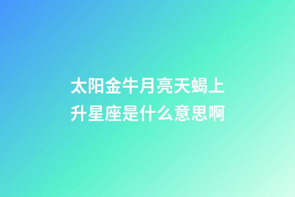 太阳金牛月亮天蝎上升星座是什么意思啊-第1张-星座运势-玄机派