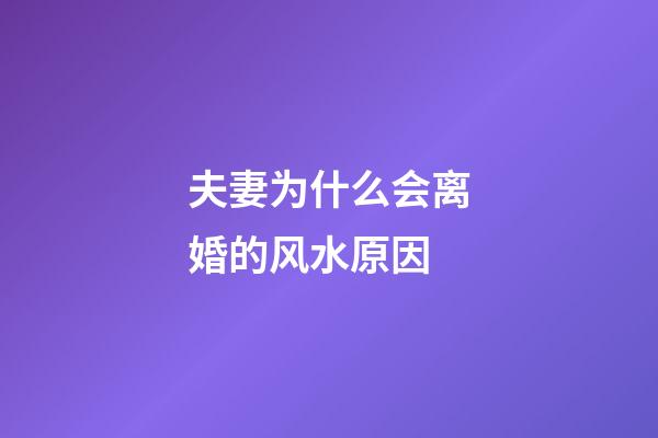 夫妻为什么会离婚的风水原因