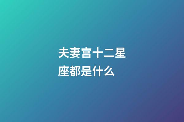 夫妻宫十二星座都是什么-第1张-星座运势-玄机派