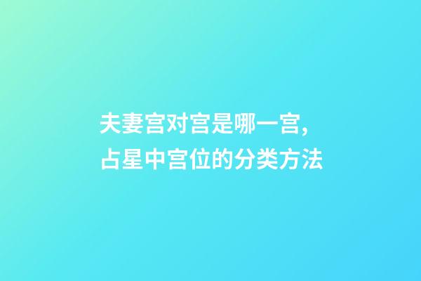 夫妻宫对宫是哪一宫,占星中宫位的分类方法-第1张-观点-玄机派