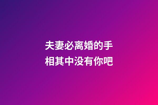 夫妻必离婚的手相其中没有你吧