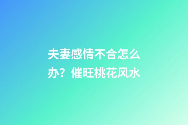 夫妻感情不合怎么办？催旺桃花风水