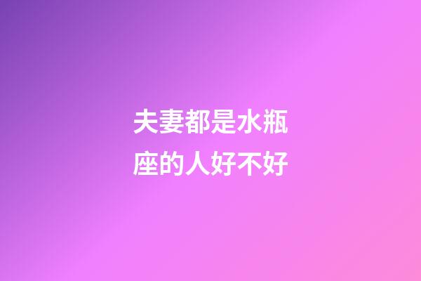 夫妻都是水瓶座的人好不好-第1张-星座运势-玄机派