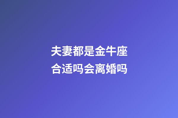 夫妻都是金牛座合适吗会离婚吗-第1张-星座运势-玄机派