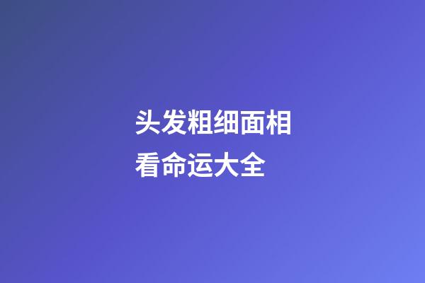 头发粗细面相看命运大全