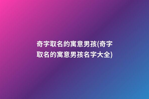 奇字取名的寓意男孩(奇字取名的寓意男孩名字大全)