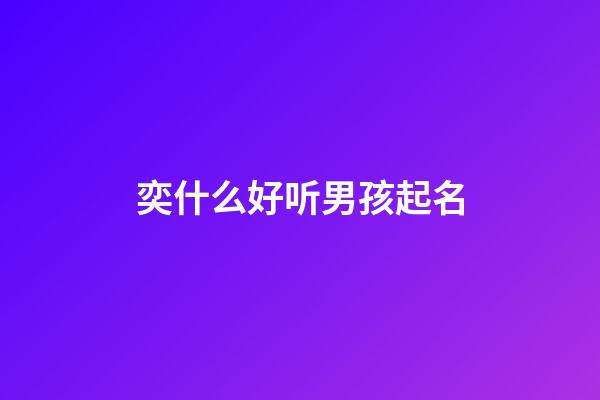 奕什么好听男孩起名(奕什么好听男孩起名字)-第1张-男孩起名-玄机派