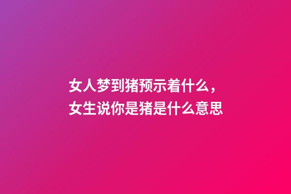 女人梦到猪预示着什么，女生说你是猪是什么意思-第1张-观点-玄机派