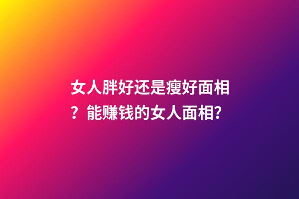 女人胖好还是瘦好面相？能赚钱的女人面相？