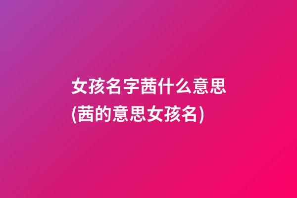 女孩名字茜什么意思(茜的意思女孩名)