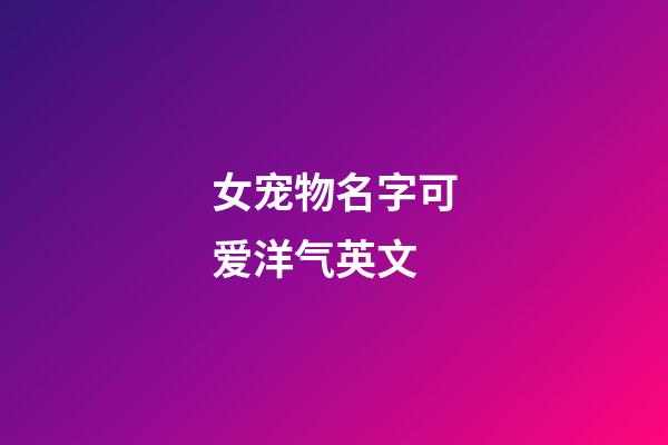 女宠物名字可爱洋气英文