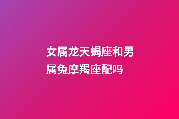 女属龙天蝎座和男属兔摩羯座配吗-第1张-星座运势-玄机派