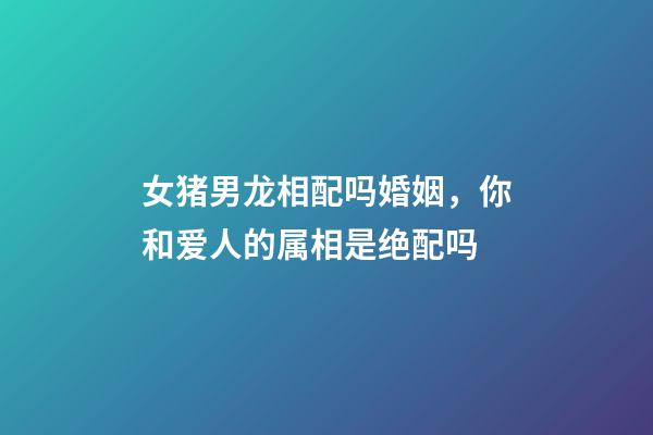 女猪男龙相配吗婚姻，你和爱人的属相是绝配吗-第1张-观点-玄机派