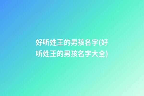 好听姓王的男孩名字(好听姓王的男孩名字大全)