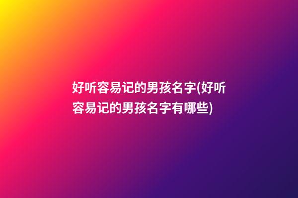 好听容易记的男孩名字(好听容易记的男孩名字有哪些)