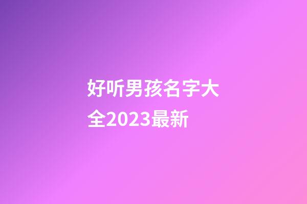 好听男孩名字大全2023最新