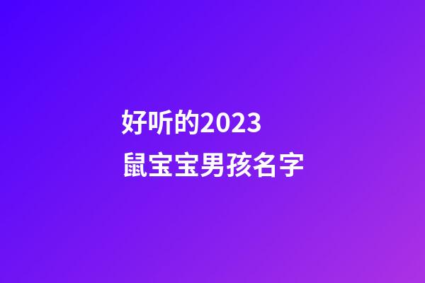 好听的2023鼠宝宝男孩名字