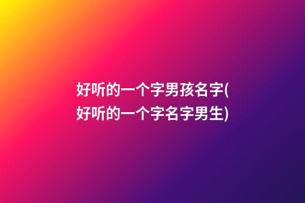 好听的一个字男孩名字(好听的一个字名字男生)
