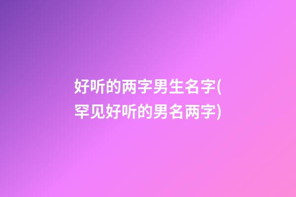 好听的两字男生名字(罕见好听的男名两字)