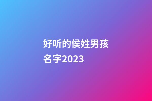 好听的侯姓男孩名字2023