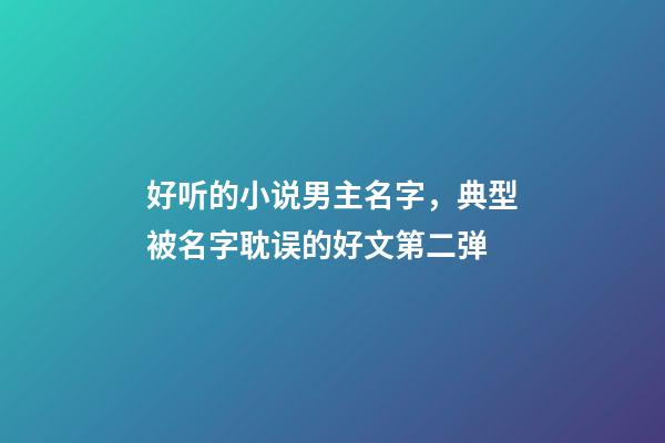 好听的小说男主名字，典型被名字耽误的好文第二弹-第1张-观点-玄机派