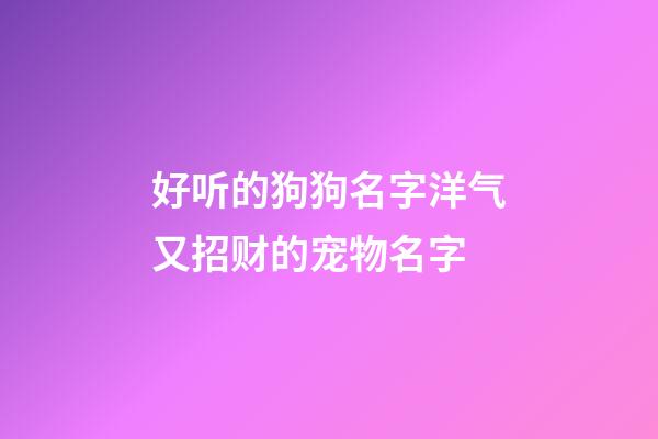 好听的狗狗名字洋气又招财的宠物名字