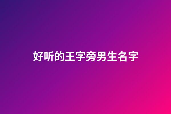 好听的王字旁男生名字