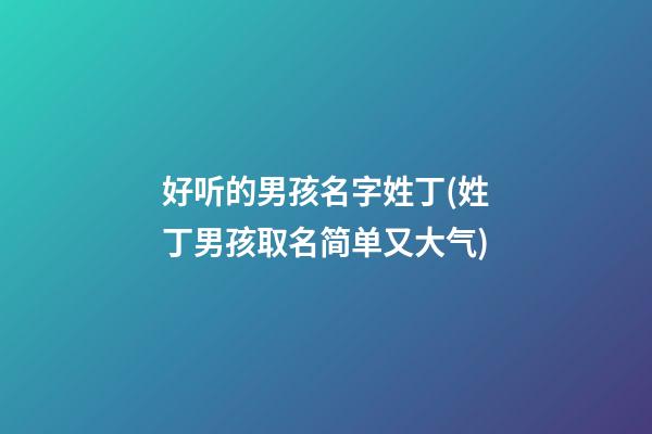 好听的男孩名字姓丁(姓丁男孩取名简单又大气)