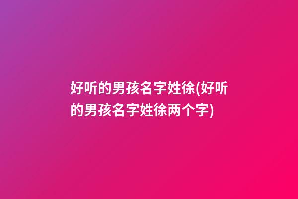 好听的男孩名字姓徐(好听的男孩名字姓徐两个字)