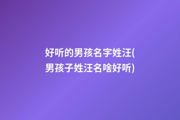好听的男孩名字姓汪(男孩子姓汪名啥好听)