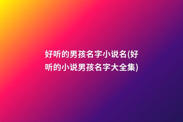 好听的男孩名字小说名(好听的小说男孩名字大全集)