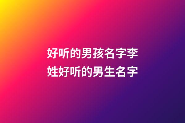好听的男孩名字李姓好听的男生名字(好听顺口的李姓男孩名字)-第1张-男孩起名-玄机派