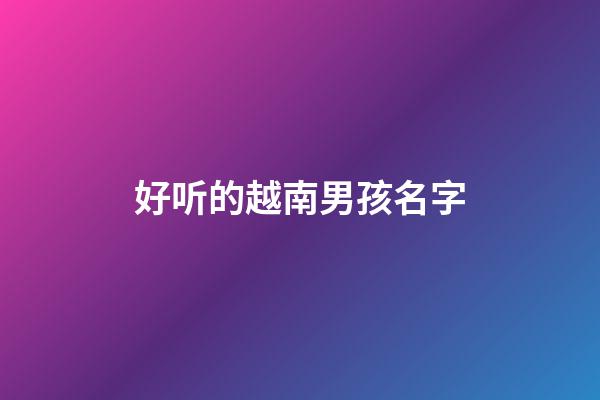 好听的越南男孩名字(好听的越南男孩名字大全)-第1张-男孩起名-玄机派
