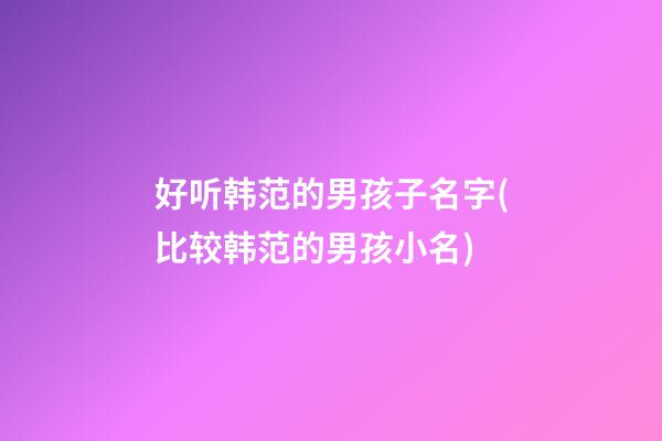好听韩范的男孩子名字(比较韩范的男孩小名)