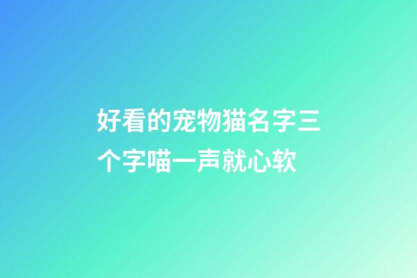 好看的宠物猫名字三个字喵一声就心软