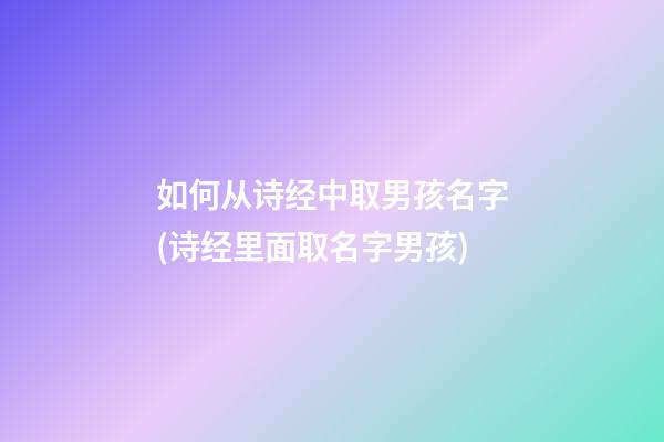 如何从诗经中取男孩名字(诗经里面取名字男孩)