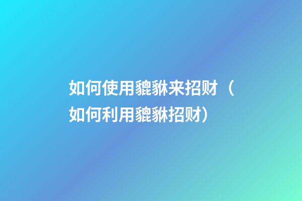 如何使用貔貅来招财（如何利用貔貅招财）