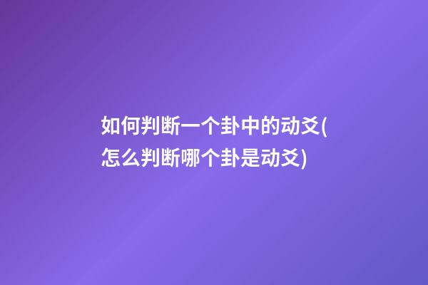 如何判断一个卦中的动爻(怎么判断哪个卦是动爻)