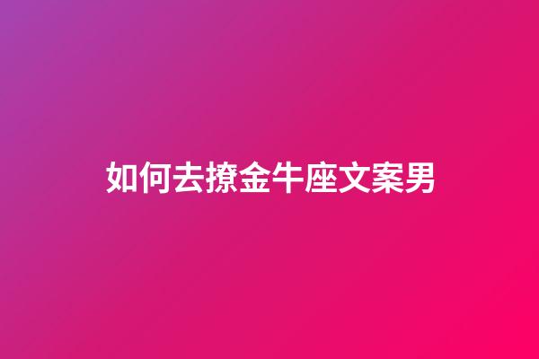 如何去撩金牛座文案男-第1张-星座运势-玄机派