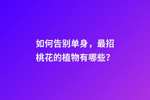 如何告别单身，最招桃花的植物有哪些？