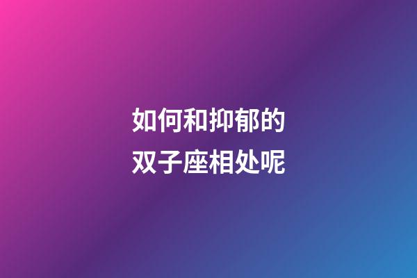 如何和抑郁的双子座相处呢-第1张-星座运势-玄机派