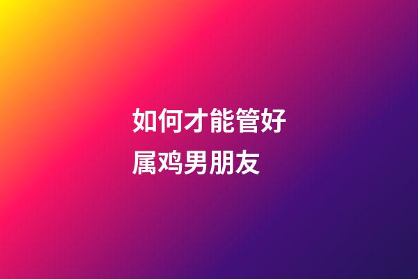 如何才能管好属鸡男朋友