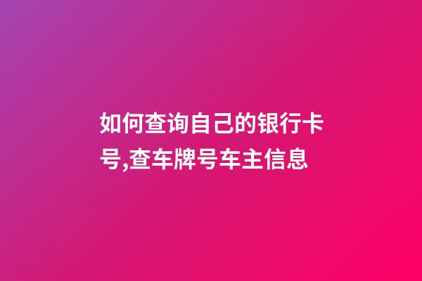 如何查询自己的银行卡号,查车牌号车主信息-第1张-观点-玄机派