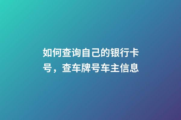 如何查询自己的银行卡号，查车牌号车主信息-第1张-观点-玄机派