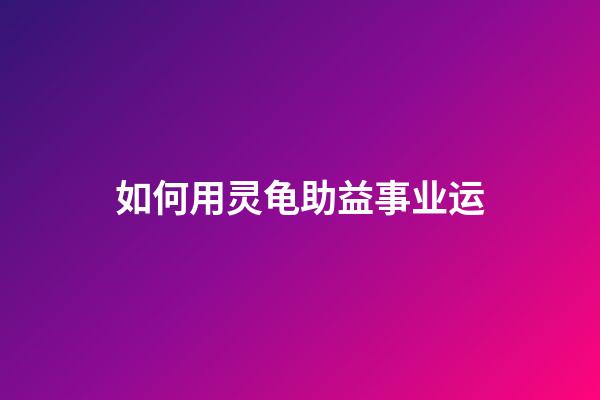 如何用灵龟助益事业运?