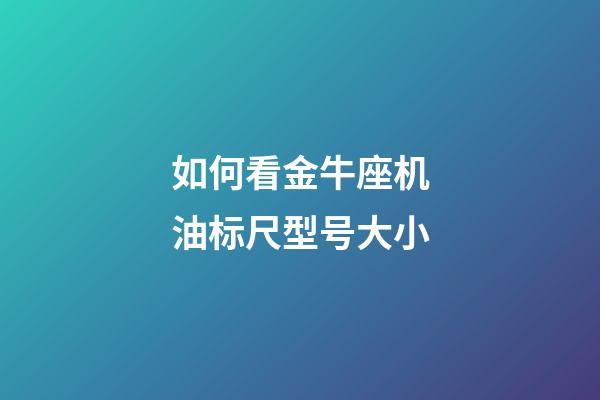 如何看金牛座机油标尺型号大小-第1张-星座运势-玄机派