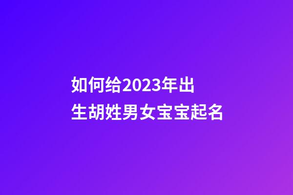 如何给2023年出生胡姓男女宝宝起名
